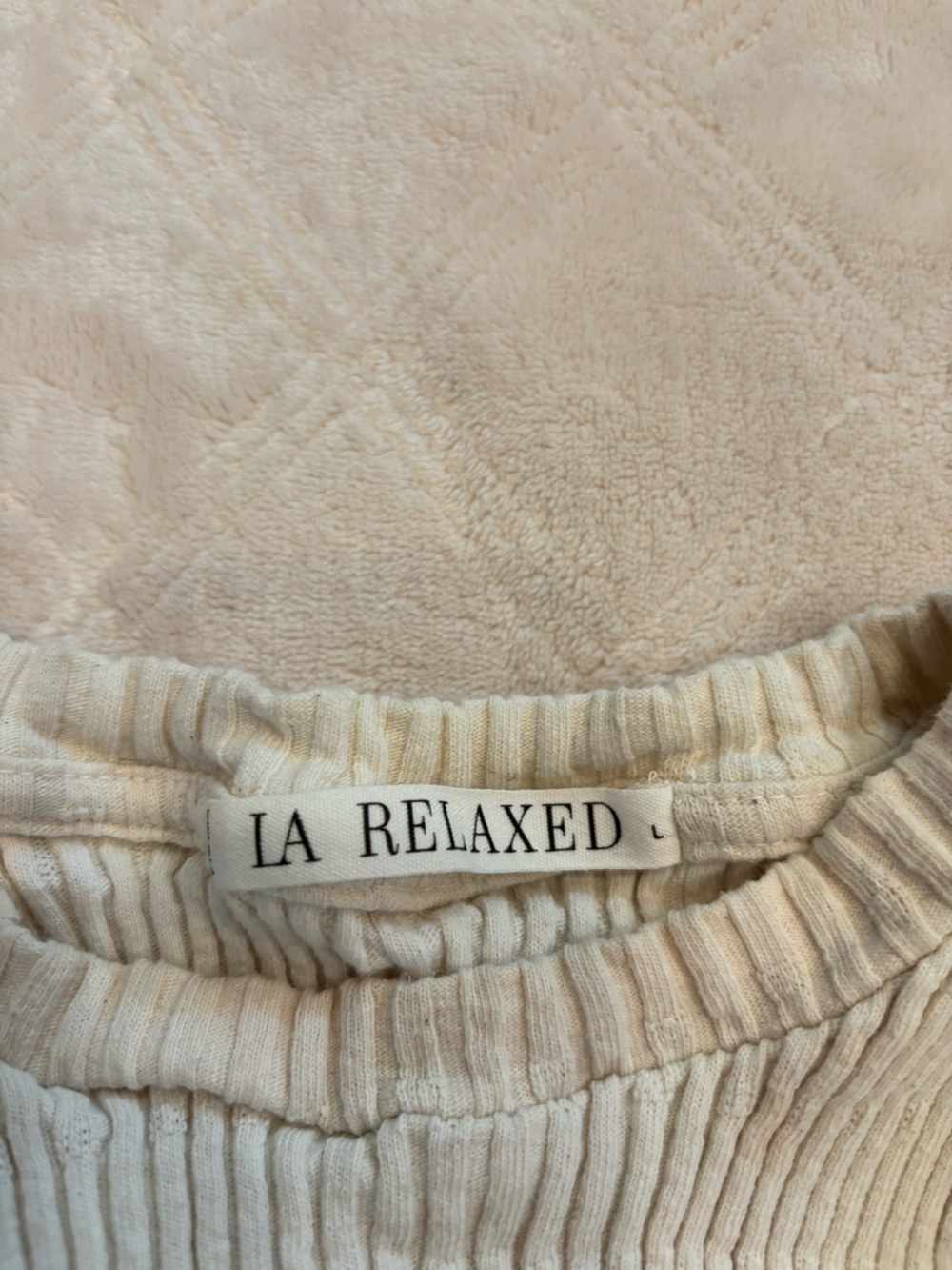Cream Ribbed Short-Sleeve Knit Tee - Picture 3 of 3